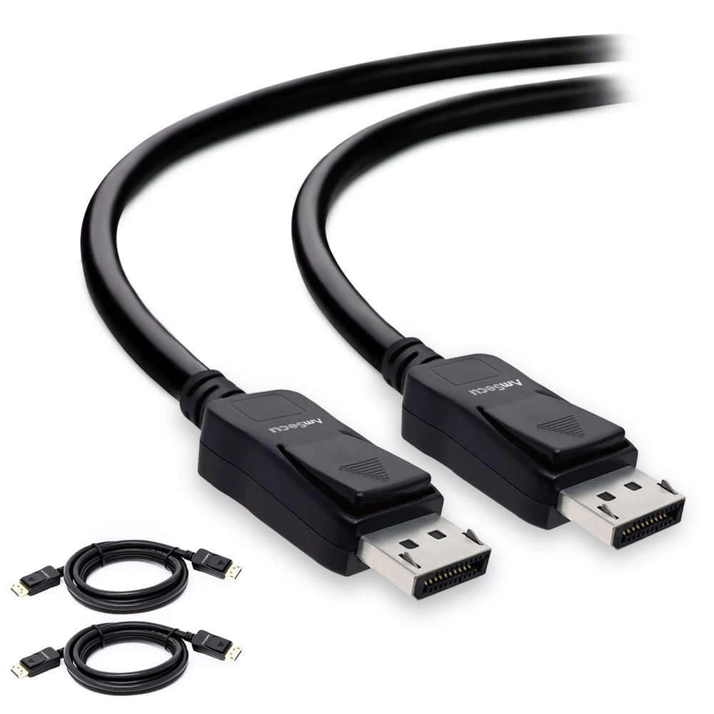 AmSecu Display Cable to Display Cable 1.2, 2 Pack, 6ft Cable for Computer Monitor with Latch & Release Button, Up to 4K @ 60hz, 1440p @ 144Hz, 1080p @ 240Hz Streaming & Gaming Monitor Resolution