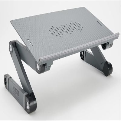 Uncaged Ergonomics WorkEZ Adjustable Laptop Stand for Desk, Laptop Stand Adjustable Height, Foldable Aluminum Cooling Computer Holder & Riser for Desk Bed, Gray, XL