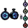 Rockville WB65KLS Black Pair 6.5" 300W Marine Wakeboard Tower Speakers, Waterproof, Multi-Color LED Lighting, Polypropylene Mica Cone, 4 Ohm, 360 Degree Swivel Brackets for Boats & ATVs view 1