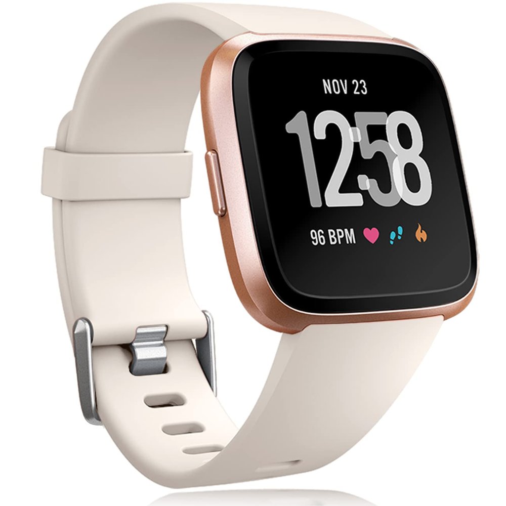 Wepro Band Compatible with Fitbit Versa 2 Bands for Women Men, Soft Band Compatible with Fitbit Versa Bands, Sport Waterproof Breathable Replacement Wristbands Strap for Versa Lite, Large, Beige