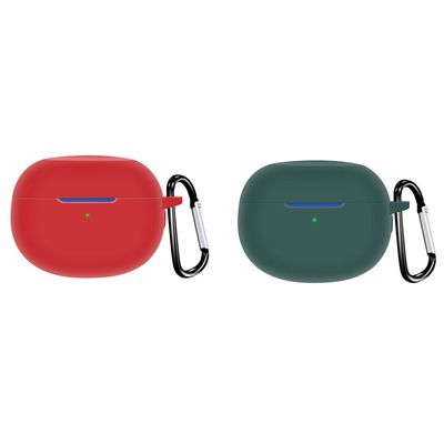 2 Pack DAYJOY Soft Silicone Protective Case Cover Compatible with Realme Buds Air 3 Earbuds, Protective Skin Sleeve with Key Chain (red+Green)