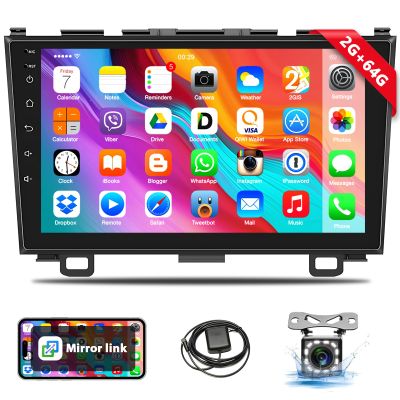 Podofo 2+64G Car Stereo for Honda CRV 2007-2011 with Bluetooth,9 Inch Touch Screen Android 13 Car Radio Head Unit with GPS Navigation/WiFi/RDS FM/USB/SWC/Mirror Link for Android&iOS+AHD Backup Camera