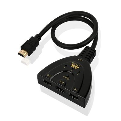 DS Distinctive Style HDMI Switch 3 in 1 Out HDMI Adapter for TV Supports Full HD 4K 1080P 3D