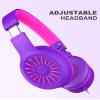 ELECDER i45 Headphones Wired, On-Ear Headphones with Microphone, Foldable Stereo Bass, 1.5M No-Tangle Cord, Portable 3.5MM Headset for School Kids Teens Smartphones Computer PC Tablet Travel, Purple view 3
