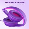ELECDER i45 Headphones Wired, On-Ear Headphones with Microphone, Foldable Stereo Bass, 1.5M No-Tangle Cord, Portable 3.5MM Headset for School Kids Teens Smartphones Computer PC Tablet Travel, Purple view 4