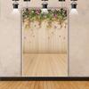 10x12FT Flower Wall Photography Background Spring Floral Backdrop Brown Wood Plank Flower Wall Backdrop Banner Bridal Shower Ceremony Flowers Baby Shower Birthday Party Decoration Video Props view 3
