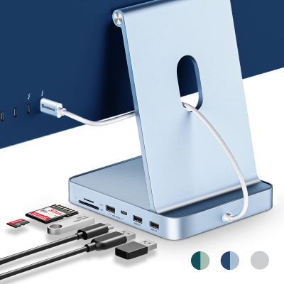 USB C Hub for iMac 24 inch 2021/2023/2024, Minisopuru i-Mac Hub Support M.2 NVMe SSD, i Mac Accessories for iMac M1/M3/M4, Docking Station with USB A/C 10Gbps, SD/TF, M.2 SSD (Not Included), Blue.