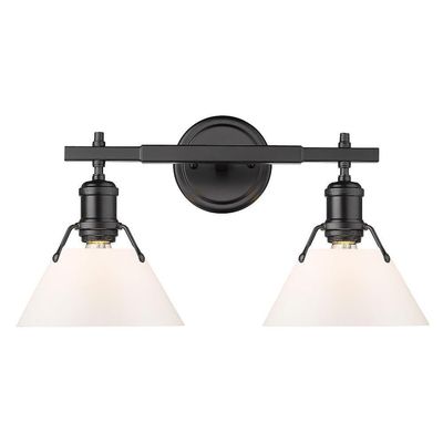 Bailey Street Home 2 Light Vanity Light in Vintage Style 10 inches High by 18.25 inches Wide-Matte Black Finish-Matte Black Shade Color Industrial Vanity Lighting 170-Bel-4161408
