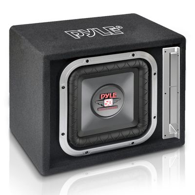 Pyle 10'' Single Series Vented Subwoofer Enclosure - High Powered Woofers with a Non-Pressed Paper Cone, Rear Vented Design with Santoprene Surround - PLSQ10BS,Black