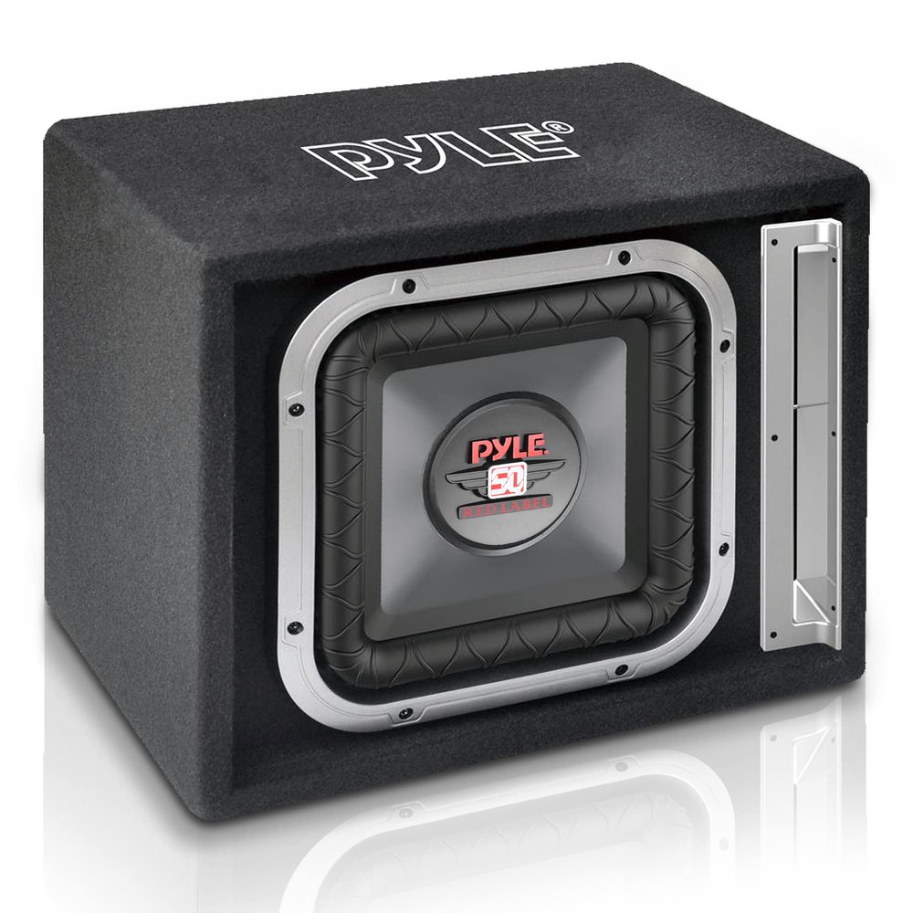 Pyle 10'' Single Series Vented Subwoofer Enclosure - High Powered Woofers with a Non-Pressed Paper Cone, Rear Vented Design with Santoprene Surround - PLSQ10BS,Black