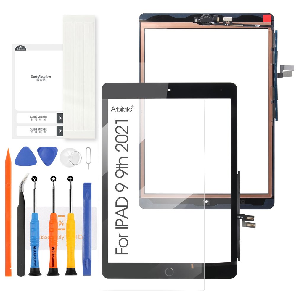 A-MIND for iPad 9 10.2" 2021 Screen Replacement with Home Button Touch Panel, for iPad 9th Generation A2602 A2603 A2604 A2605 Touch Screen Digitizer Glass Panel Lens Repair Kits(Not LCD) (Black)