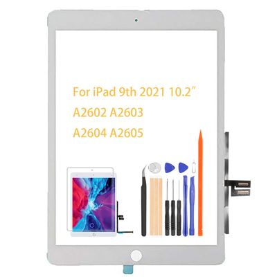 A-MIND for iPad 9 10.2" 2021 Screen Replacement, for iPad 9th Generation A2602 A2603 A2604 A2605 Touch Screen Digitizer Glass Panel Lens Repair Kits(Not LCD) (White,No Home Button)
