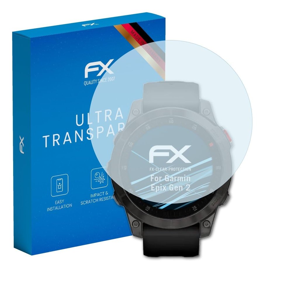 atFoliX Screen Protection Film compatible with Garmin Epix Gen 2 Screen Protector, ultra-clear FX Protective Film (3X)