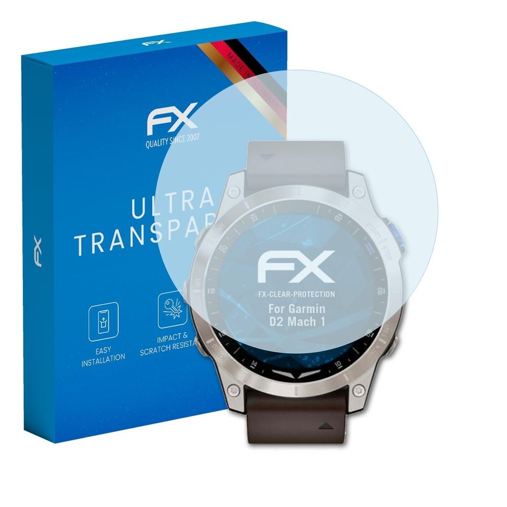 atFoliX Screen Protection Film compatible with Garmin D2 Mach 1 Screen Protector, ultra-clear FX Protective Film (3X)