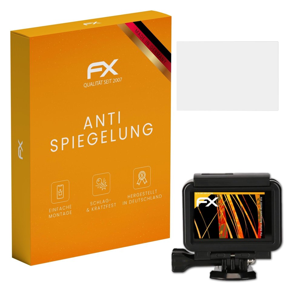 atFoliX Screen Protector compatible with Rollei Actioncam Action one Screen Protection Film, anti-reflective and shock-absorbing FX Protector Film (3X)