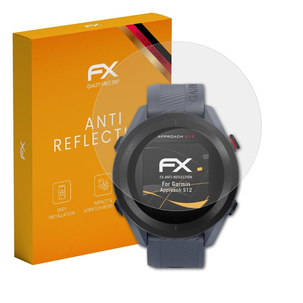atFoliX Screen Protector compatible with Garmin Approach S12 Screen Protection Film, anti-reflective and shock-absorbing FX Protector Film (3X)