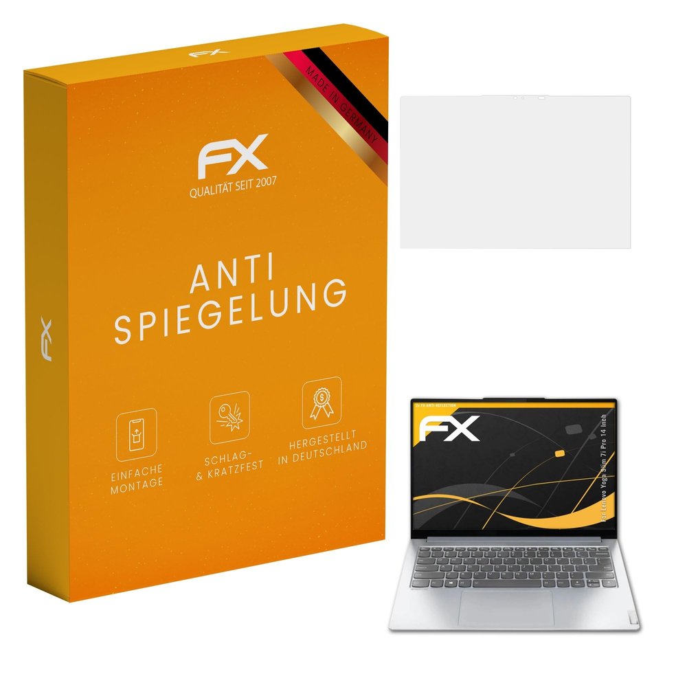 atFoliX Screen Protector compatible with Lenovo Yoga Slim 7i Pro 14 Inch Screen Protection Film, anti-reflective and shock-absorbing FX Protector Film (2X)
