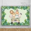 12x10ft Jungle Animals Oh Baby Backdrop Wild Animals Tropical Leaves Baby Shower Photography Background Cartoon Safari Animals Green Car Gender Neutral Baby Shower Decoration Photo Booth Props view 2