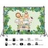 12x10ft Jungle Animals Oh Baby Backdrop Wild Animals Tropical Leaves Baby Shower Photography Background Cartoon Safari Animals Green Car Gender Neutral Baby Shower Decoration Photo Booth Props view 3