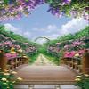 10x12FT Spring Scenery Photography Backgrounds Outdoor Garden Colorful Flowers Blossoms Green Natural Scenic Backdrop Banner Wood Floor Photo Booth Shoot Vinyl Studio Props view 1