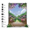 10x12FT Spring Scenery Photography Backgrounds Outdoor Garden Colorful Flowers Blossoms Green Natural Scenic Backdrop Banner Wood Floor Photo Booth Shoot Vinyl Studio Props view 3