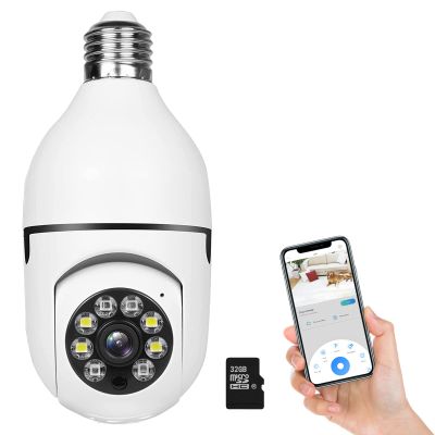 360 Camera, Light Bulb Full HD 1080P, 2.4GHz WiFi Camera with 32G SD Card, Night Vision Motion Detection Wireless Home Security Cameras, Baby, Pet Monitor