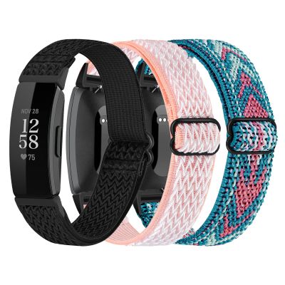 3-Pack Elastic Nylon Bands Compatible with Fitbit Inspire 2 / Inspire HR/Inspire/Ace 2, Soft Adjustable Solo Loop Replacement Straps for Fitbit Inspire Fitness Tracker Women Men