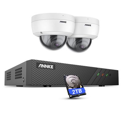 ANNKE 8CH 5MP CCTV Camera System with 2TB HDD, 6MP NVR for 24/7 Audio Recording, 2pcs C500 Super HD PoE Secirity Cameras, Color Night Vision, Motion Detection Alerts, Waterproof for Indoor Outdoor