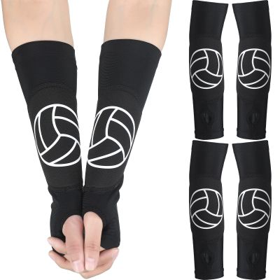 Minatee Volleyball Arm Sleeves Passing Hitting Forearm Sleeves with Protection Pads and Thumb Hole for Youth Girls Kids Women(2 Pairs,12 Inch)