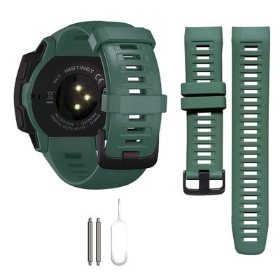 Threeeggs for Garmin Instinct Watch Band, 22mm Silicone Strap for Instinct 2 / Esports/Solar/Tide/Tactical Smartwatch, Comfortable, Waterproof, Soft and Durable Watch Bands (Army Green)