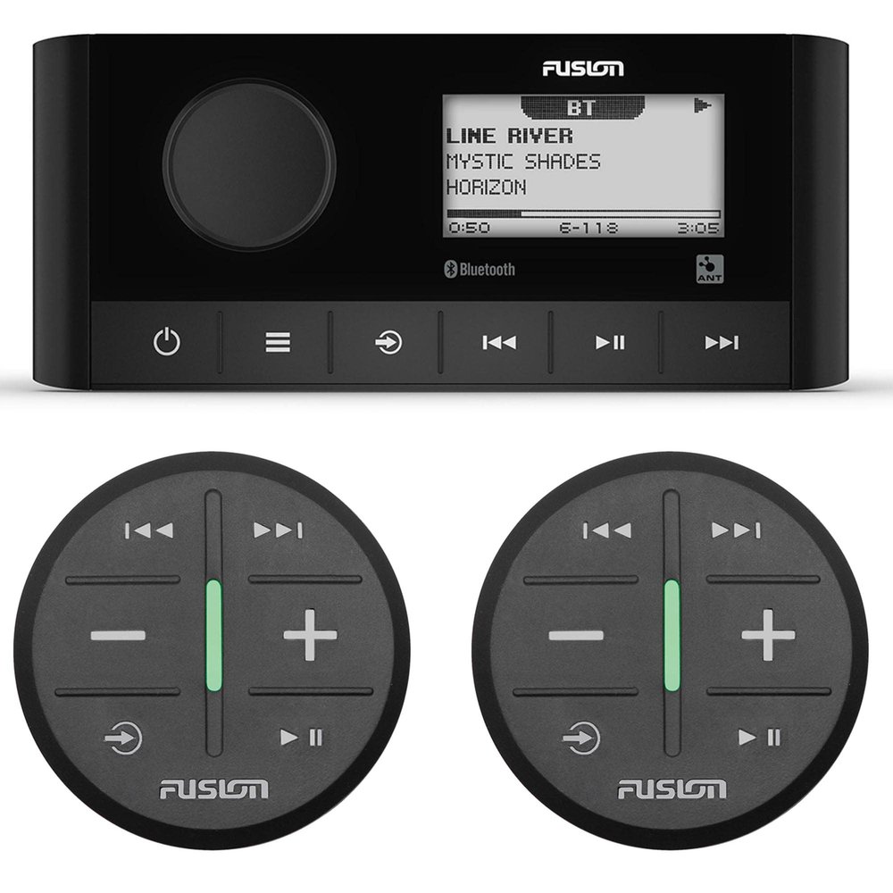 Fusion MS-RA60 Marine Stereo with 2 Fusion ARX70B Wireless Remote Black
