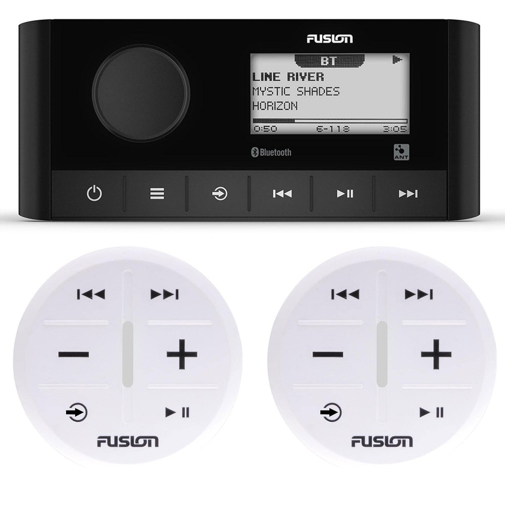 Fusion MS-RA60 Marine Stereo with 2 Fusion ARX70W Wireless Remotes White