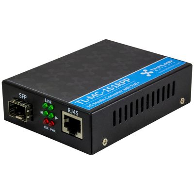 1G Ethernet Media Converter, 1 SFP to 1 RJ45, 30W PoE+ Empty SFP