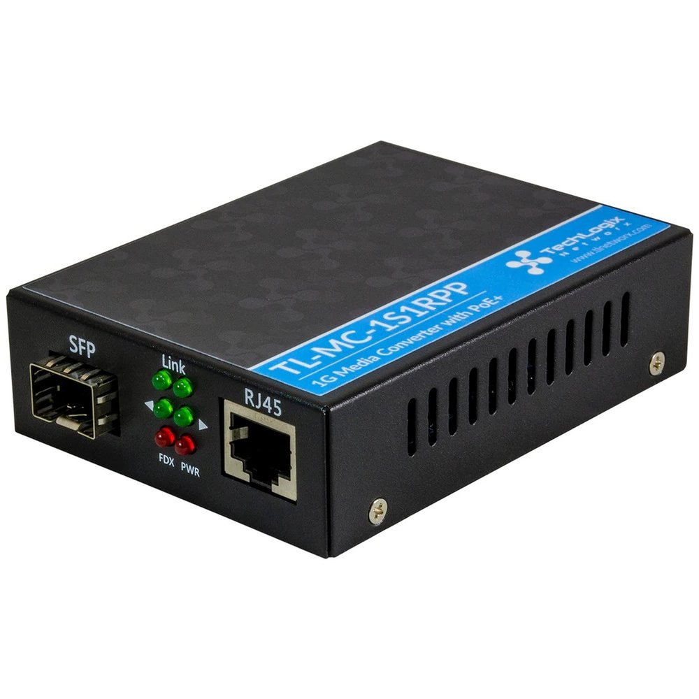 1G Ethernet Media Converter, 1 SFP to 1 RJ45, 30W PoE+ Empty SFP