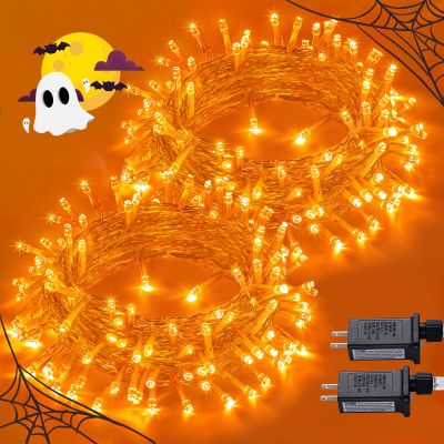 JMEXSUSS 2 Pack Orange Halloween Lights Indoor, Total 200 LED 66FT