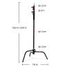 2 Packs C-Stand Kit,Heavy Duty Steel Photography Light Stand Kit,Adjustable 5-10.8 feet Sturdy Turtle Base for Studio Softbox, Monolights, Reflector, UmbrellaBlack view 3