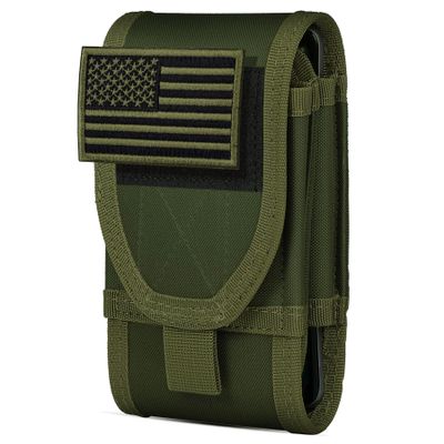 IronSeals Double Capacity Phone Holster, Tactical Molle Belt Pouch with Flag Patch for iPhone 17 Pro Max/16 Pro Max/16Pro/15ProMax/14 Pro Max/13 Pro Max, Samsung S25, Size Large Extra Stiffness