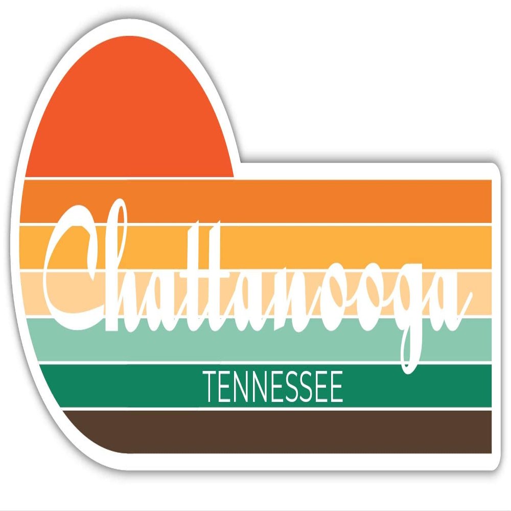 Chattanooga Tennessee 2 x 1.25 Inch Sticker Retro Vintage Sunset City 70s Aesthetic Design