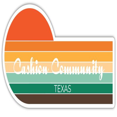 Cashion Community Texas 2 x 1.25 Inch Sticker Retro Vintage Sunset City 70s Aesthetic Design