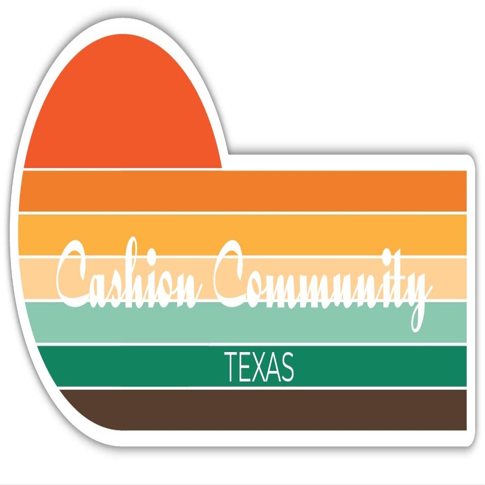 Cashion Community Texas 2 x 1.25 Inch Sticker Retro Vintage Sunset City 70s Aesthetic Design