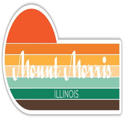 Mount Morris Illinois 2 x 1.25 Inch Sticker Retro Vintage Sunset City 70s Aesthetic Design