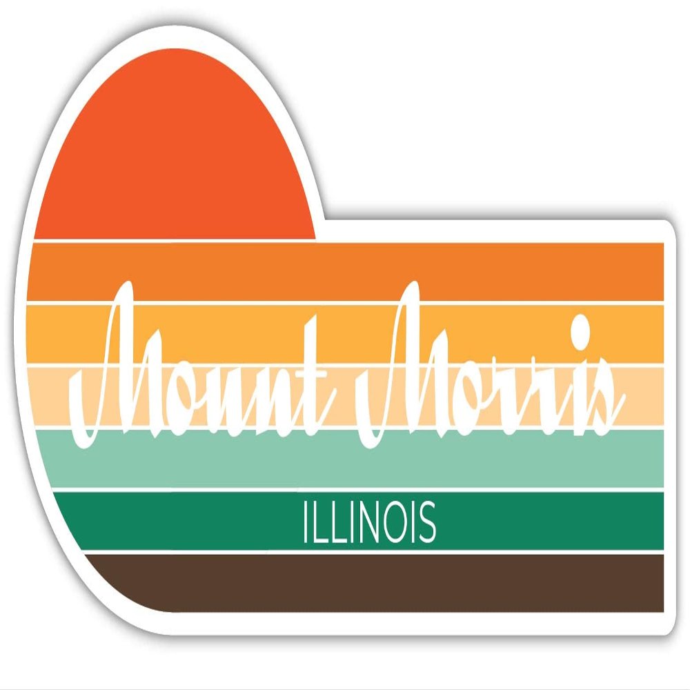 Mount Morris Illinois 2 x 1.25 Inch Sticker Retro Vintage Sunset City 70s Aesthetic Design