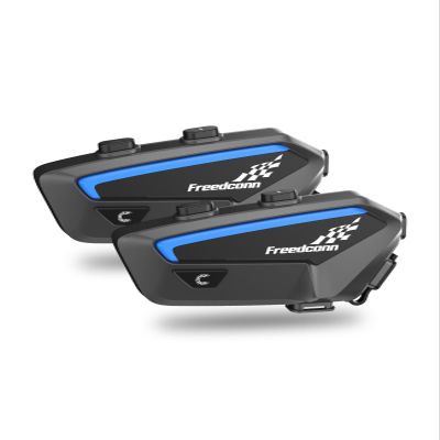 FreedConn FX Motorcycle Helmet Bluetooth Headset, Motorcycle Communication Systems with CVC Noise Cancellation, Stereo Music, 6 Riders 0.75mi/1200m intercom, 30Hrs Intercom, IP65, Black, 2 Pack