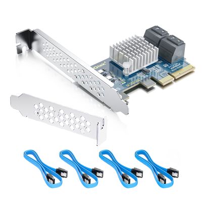 10Gtek PCIe SATA Card 4-Port, 6Gbps SATA3.0 Controller PCIe x4 Lane Expansion Card, Support SSD/HDD for Desktop & NAS Storage