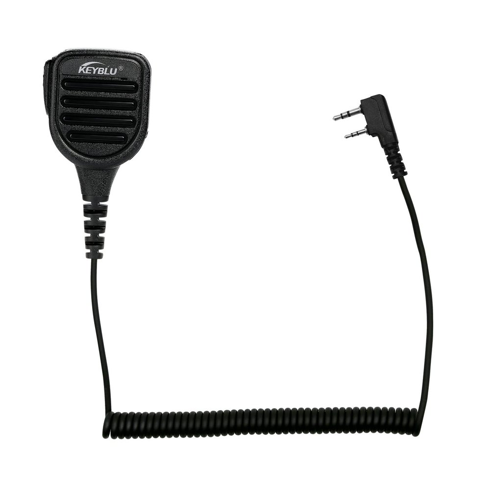 KEYBLU Waterproof Shoulder Speaker Mic 2 Pin Two Way Radio Microphone with 3.5mm Audio Jack Compatible with UV-5R, BTECH, Kenwood, Retevis Radios Walkie Talkie(for Kenwood, Black with 3.5 mm Jack)