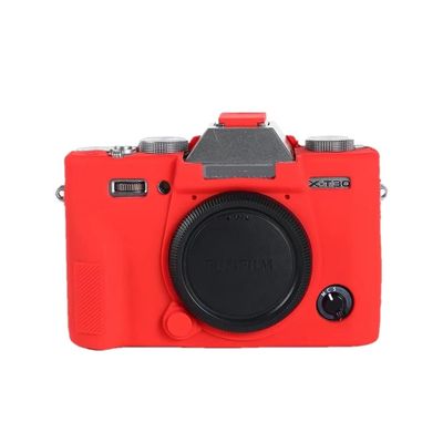 Camera Soft Silicone Case Bag Red Shockproof Armor Skin Body Cover Protector for Fujifilm X-T30 II mirrorless Camera, Red, camera case