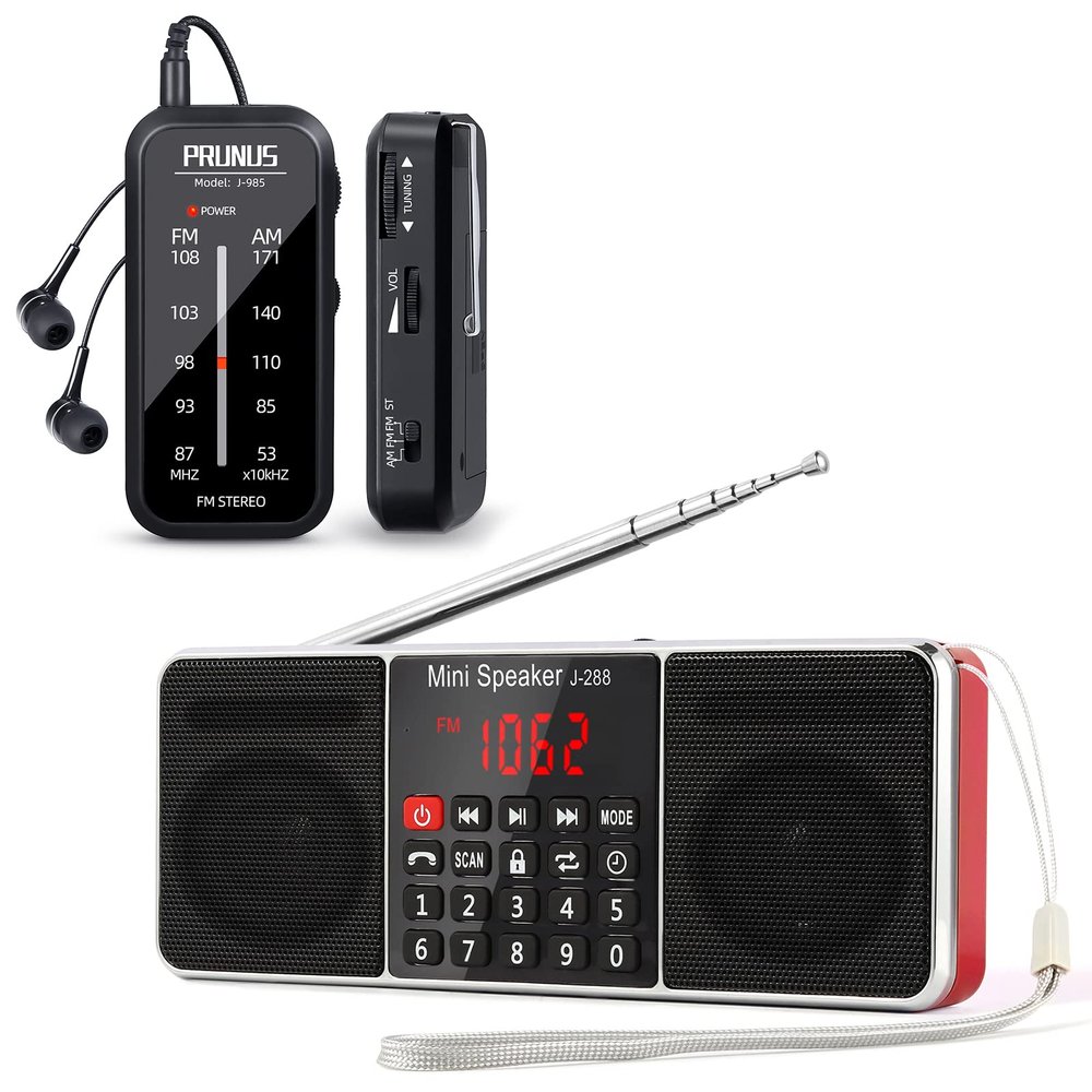 985 Pocket Radio with Earphones + 288 Digital Radio with Double Speaker