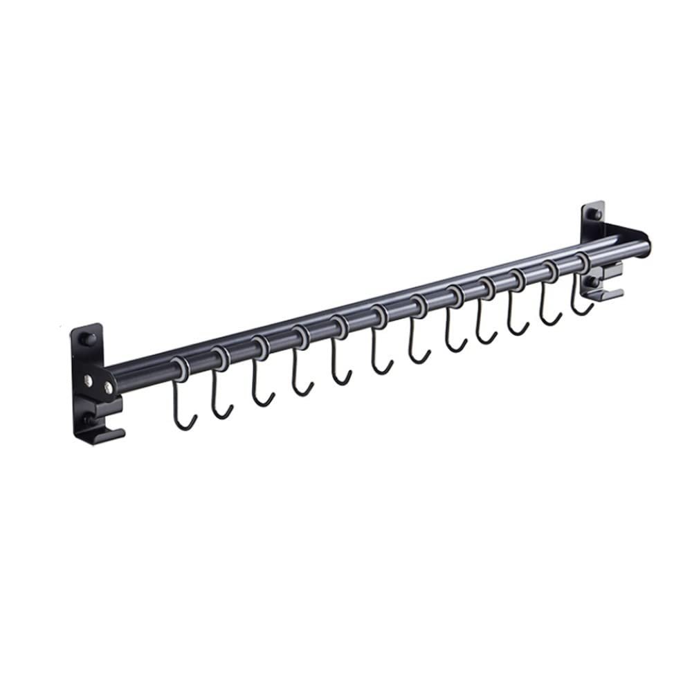 BUNCC Wall-Mounted Coat Rack Super Easy to Install Rust and Waterproof Black Kitchen Hook Rack Stainless Steel Rack Type Storage Holder Kitchen Wall Hook