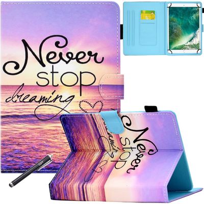 GSFY 7 Inch Universal Case, PU Leather Anti-Slip Stand Protective Wallet Cover for Kindle/Galaxy/Huawei/Lenovo/LG G Pad Other Around 7.0 Inch Tablet - Tidal Sea