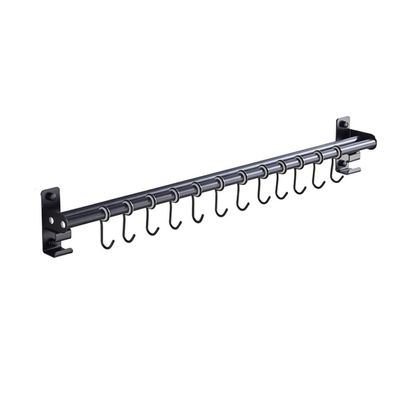 BUNCC Wall-Mounted Coat Rack Super Easy to Install Rust and Waterproof Black Kitchen Hook Rack Stainless Steel Rack Type Storage Holder Kitchen Wall Hook